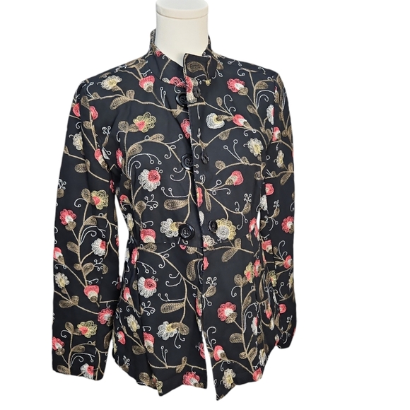 Charter Club Size Small Asian-Inspired Embroidered Peplum Waist Jacket - Picture 2 of 14